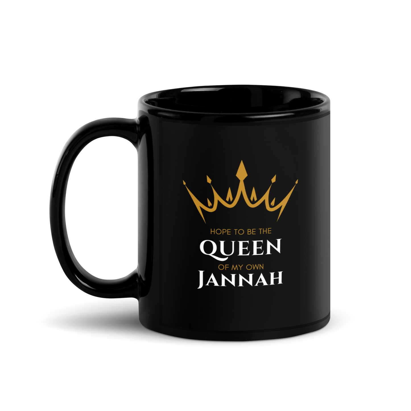 MUG Glossy Black - QUEEN OF MY OWN JANNAH (Crown)