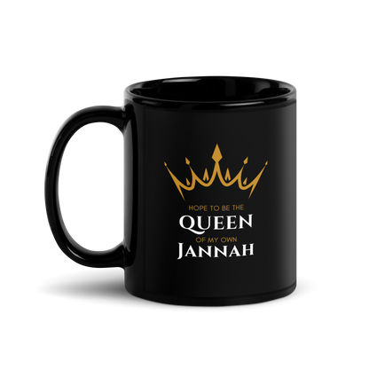 MUG Glossy Black - QUEEN OF MY OWN JANNAH (Crown)