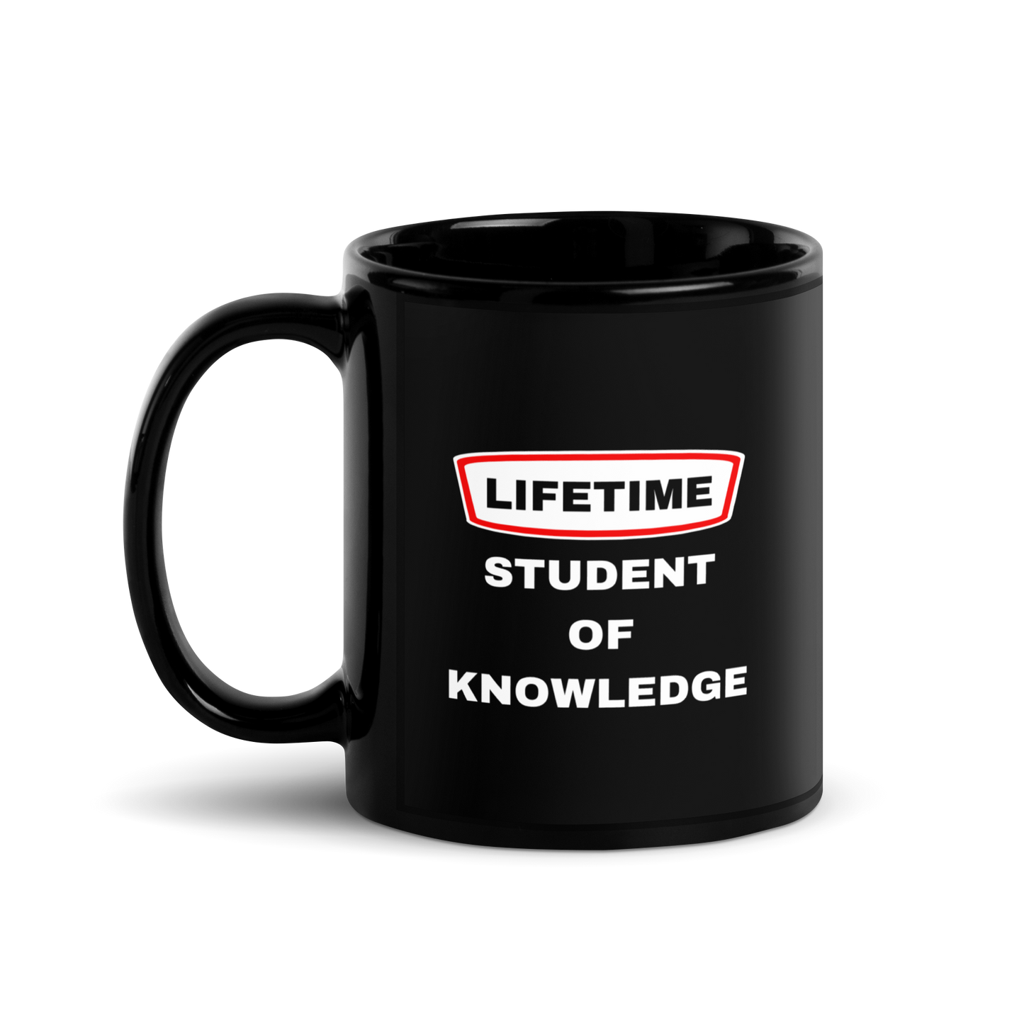 MUG Glossy Black - LIFETIME STUDENT - White/Red