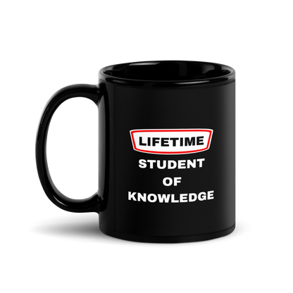 MUG Glossy Black - LIFETIME STUDENT - White/Red