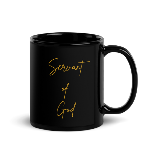 MUG Glossy Black - SERVANT OF GOD (Signature Collection) - Gold