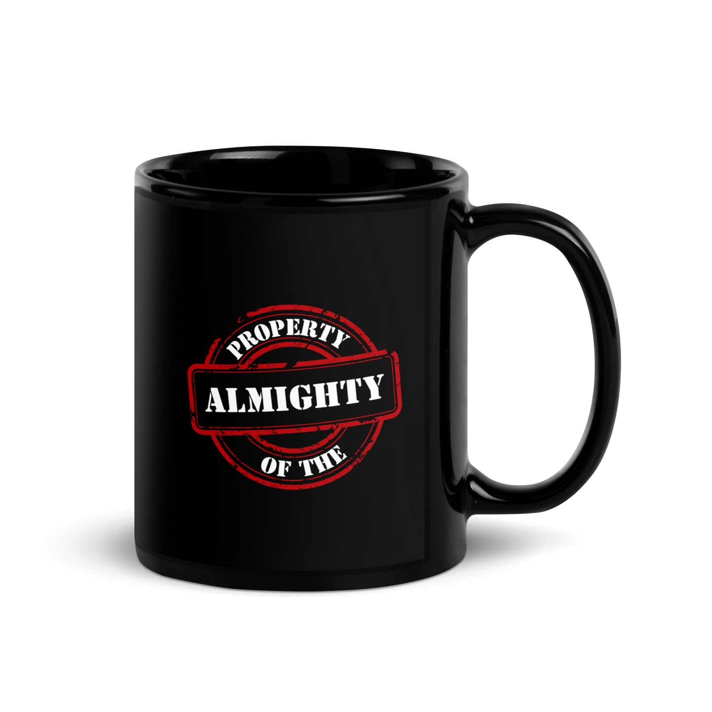 MUG Glossy Black - PROPERTY OF THE ALMIGHTY - White