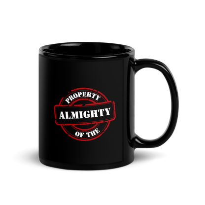 MUG Glossy Black - PROPERTY OF THE ALMIGHTY - White