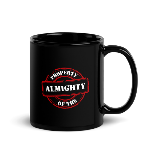 MUG Glossy Black - PROPERTY OF THE ALMIGHTY - White