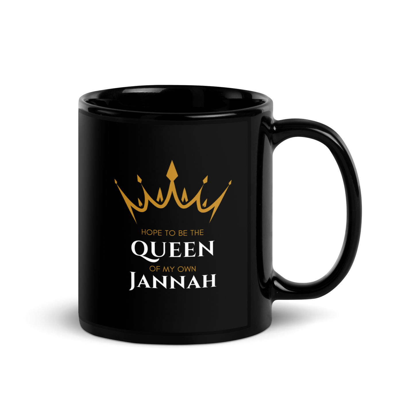 MUG Glossy Black - QUEEN OF MY OWN JANNAH (Crown)