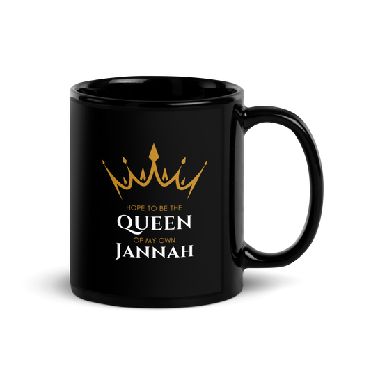 MUG Glossy Black - QUEEN OF MY OWN JANNAH (Crown)