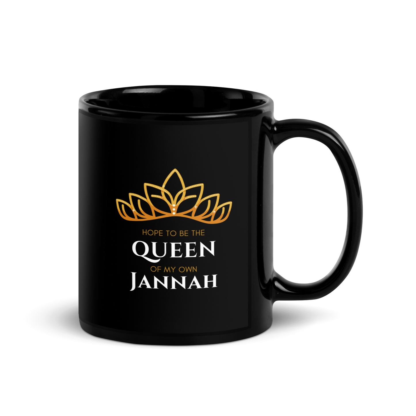 MUG Glossy Black - QUEEN OF MY OWN JANNAH (Tiara)