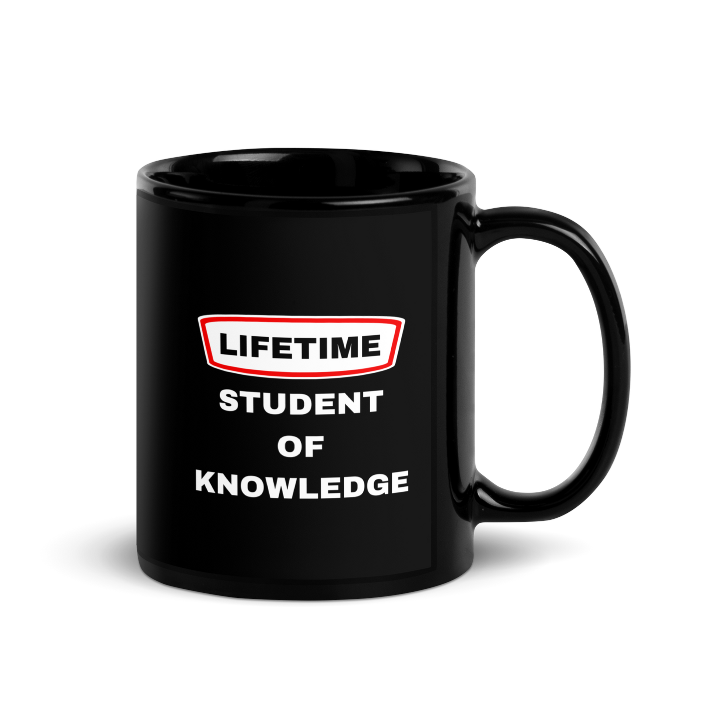 MUG Glossy Black - LIFETIME STUDENT - White/Red