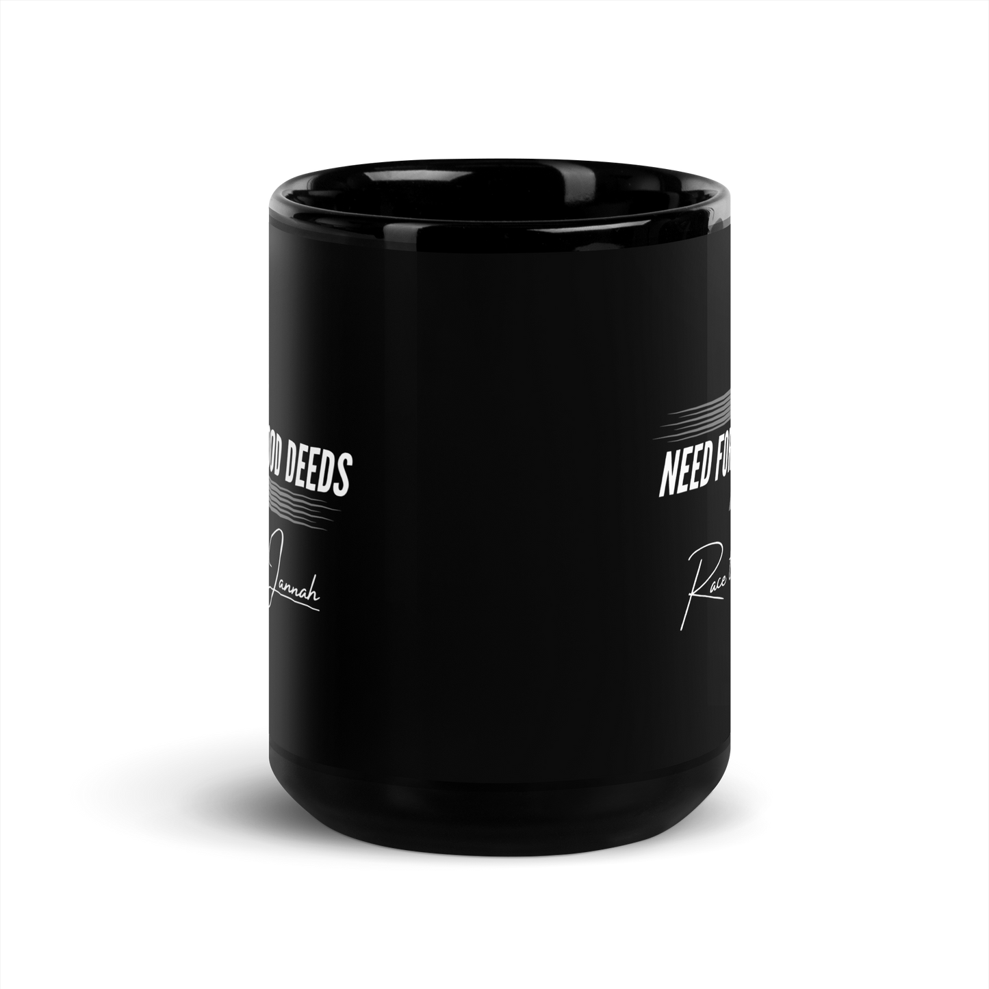 MUG Glossy Black - NEED FOR GOOD DEEDS - White/Gray