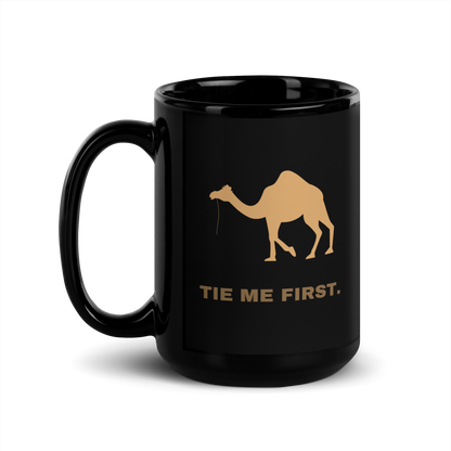 MUG Glossy Black - TIE ME FIRST - Brown