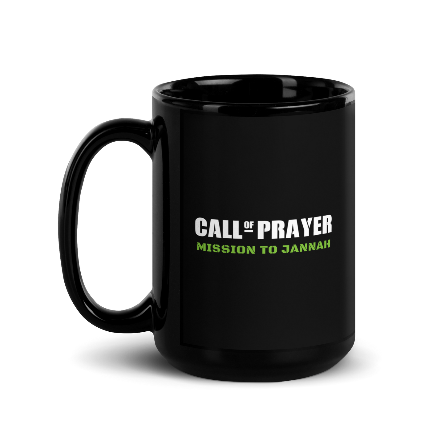 MUG Glossy Black - CALL OF PRAYER - White/Green