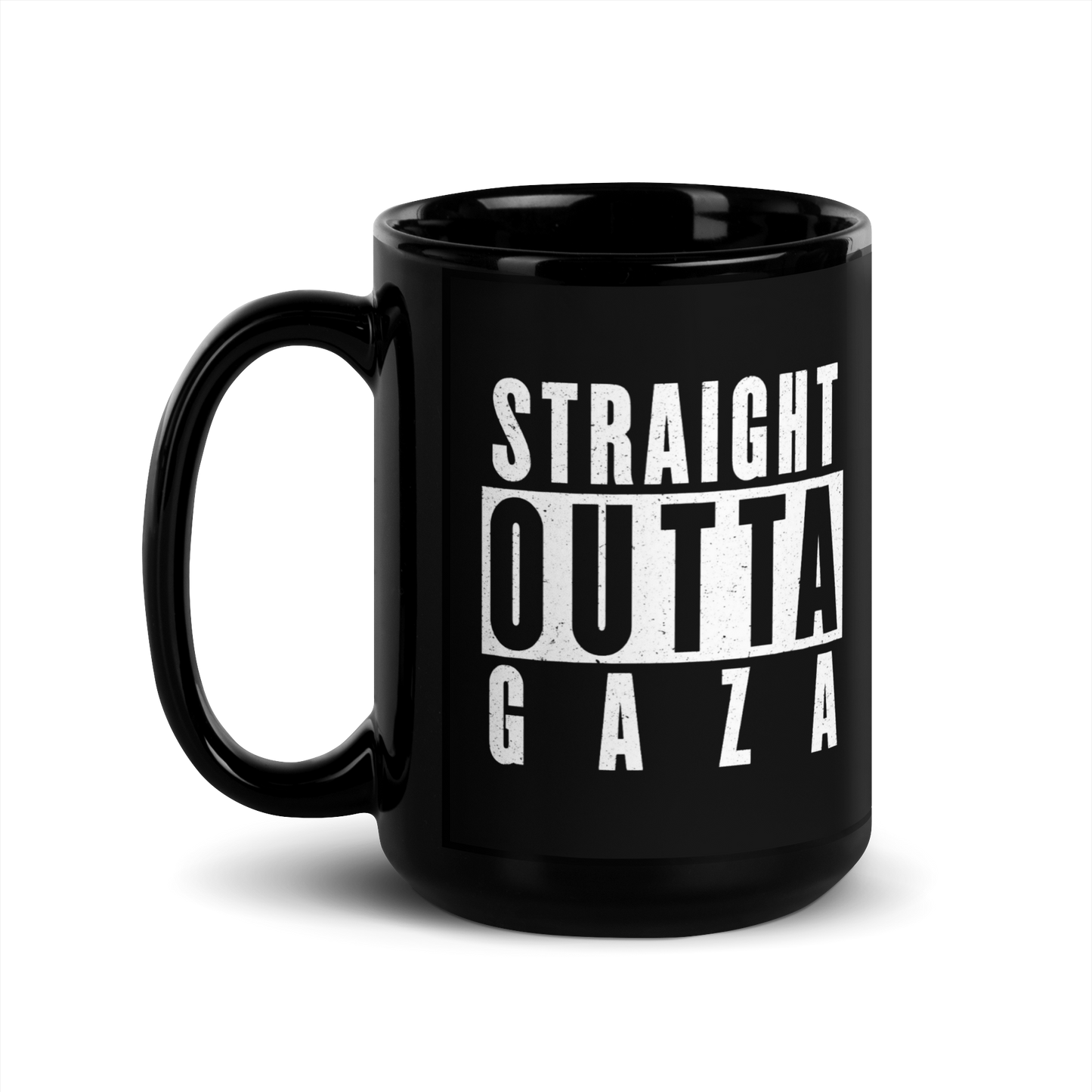 MUG Glossy Black - STRAIGHT OUTTA GAZA