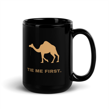 MUG Glossy Black - TIE ME FIRST - Brown