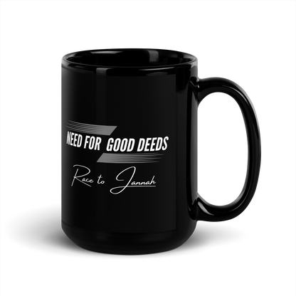 MUG Glossy Black - NEED FOR GOOD DEEDS - White/Gray