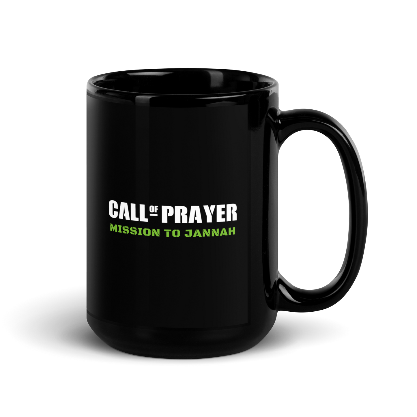 MUG Glossy Black - CALL OF PRAYER - White/Green