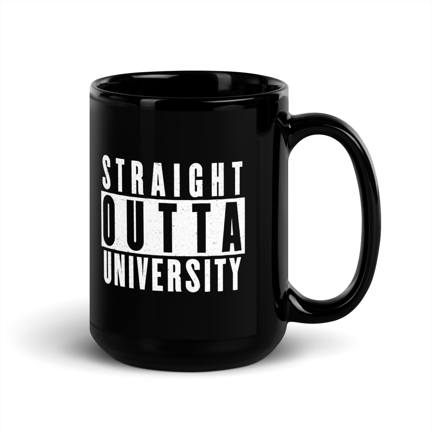 MUG Glossy Black - STRAIGHT OUTTA UNIVERSITY