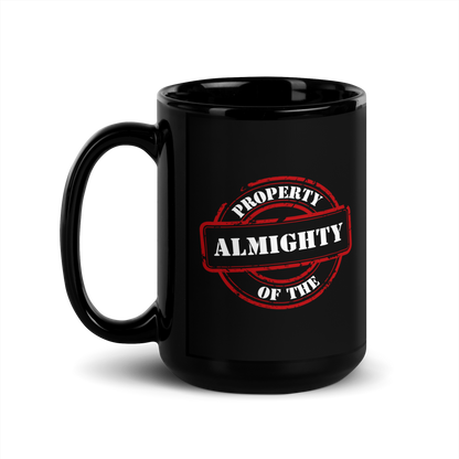 MUG Glossy Black - PROPERTY OF THE ALMIGHTY - White