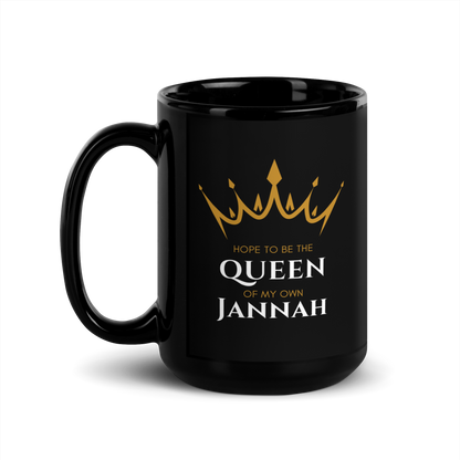 MUG Glossy Black - QUEEN OF MY OWN JANNAH (Crown)