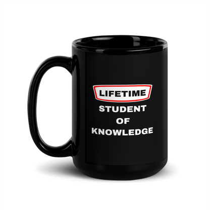 MUG Glossy Black - LIFETIME STUDENT - White/Red