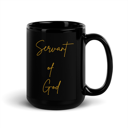 MUG Glossy Black - SERVANT OF GOD (Signature Collection) - Gold