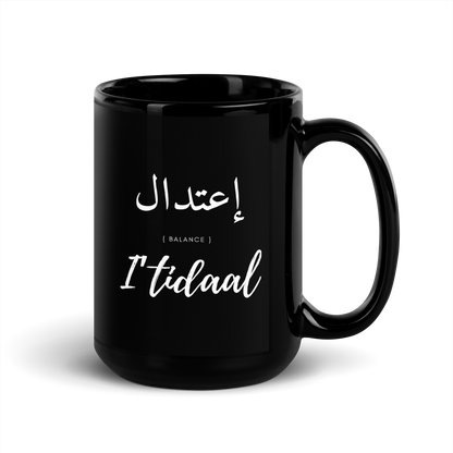 MUG Glossy Black - I'TIDAAL (BALANCE) Arabic/English - White