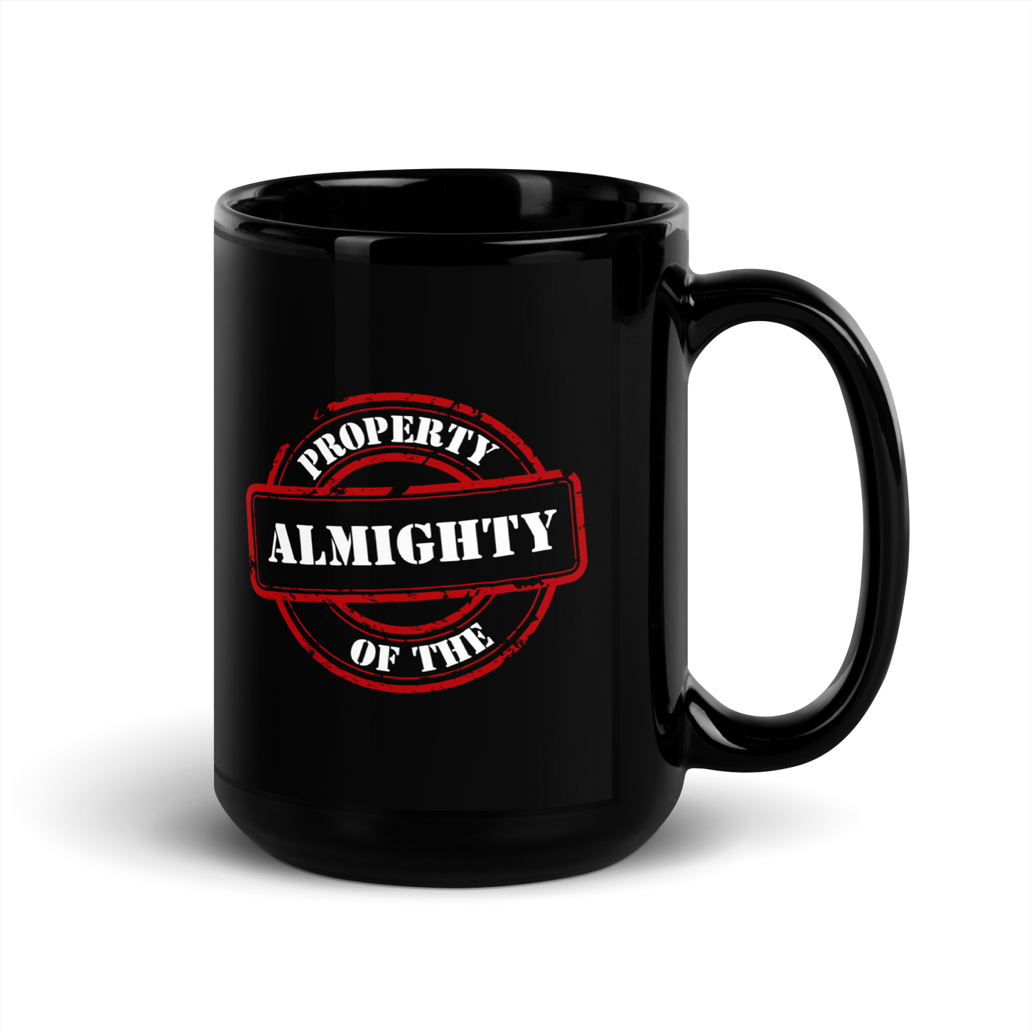 MUG Glossy Black - PROPERTY OF THE ALMIGHTY - White