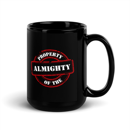 MUG Glossy Black - PROPERTY OF THE ALMIGHTY - White