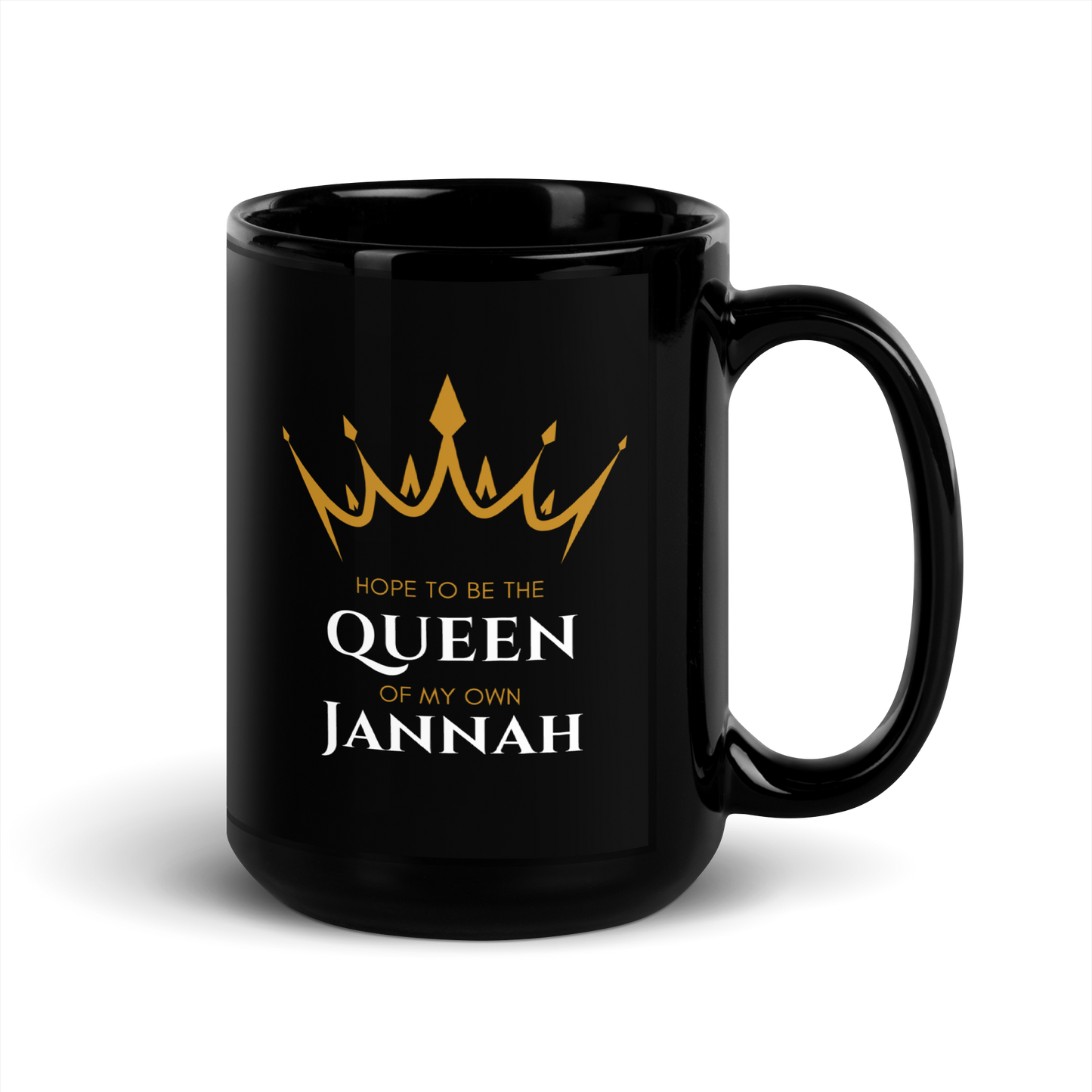 MUG Glossy Black - QUEEN OF MY OWN JANNAH (Crown)