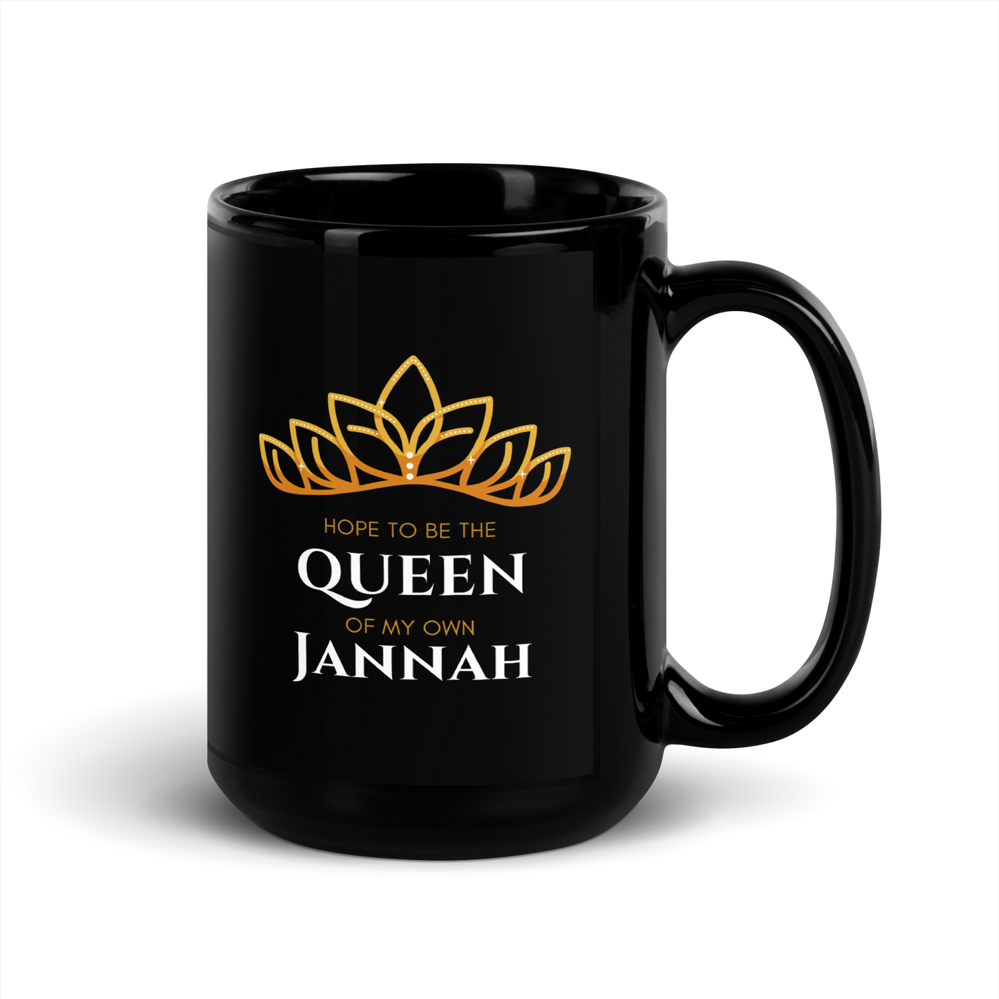 MUG Glossy Black - QUEEN OF MY OWN JANNAH (Tiara)