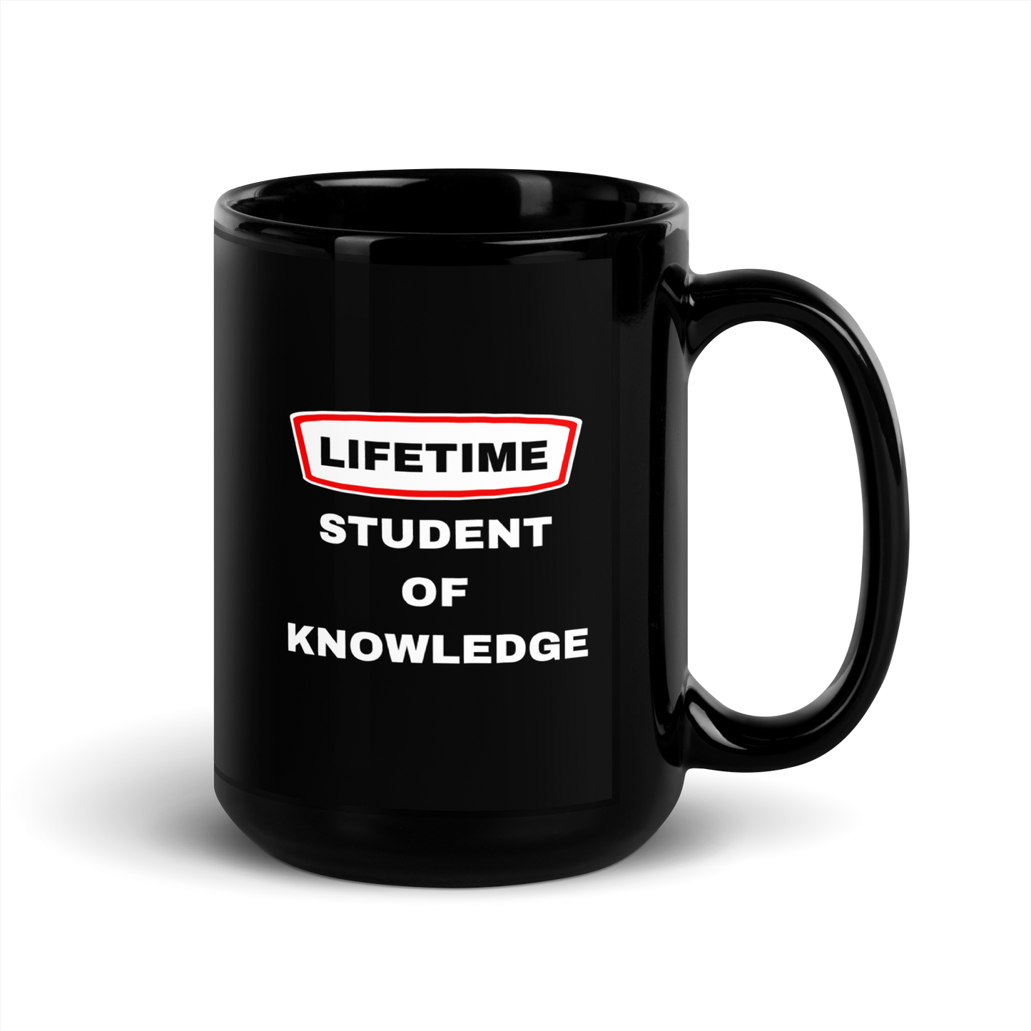 MUG Glossy Black - LIFETIME STUDENT - White/Red