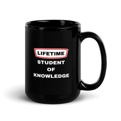 MUG Glossy Black - LIFETIME STUDENT - White/Red