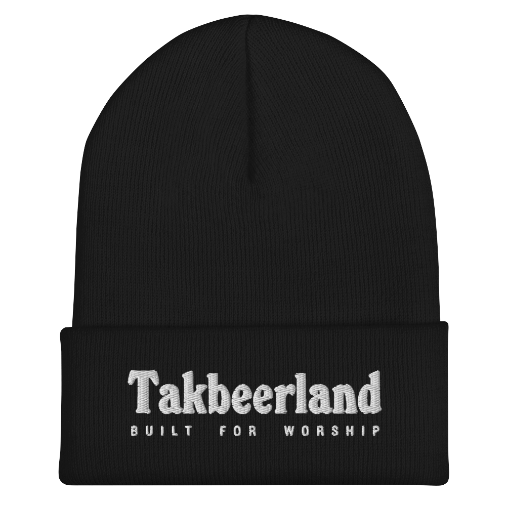 CAP Cuffed Beanie - TAKBEERLAND BUILT FOR WORSHIP - White