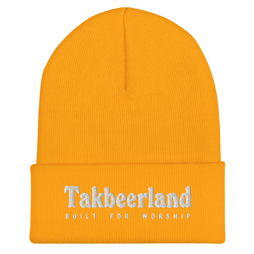 CAP Cuffed Beanie - TAKBEERLAND BUILT FOR WORSHIP - White