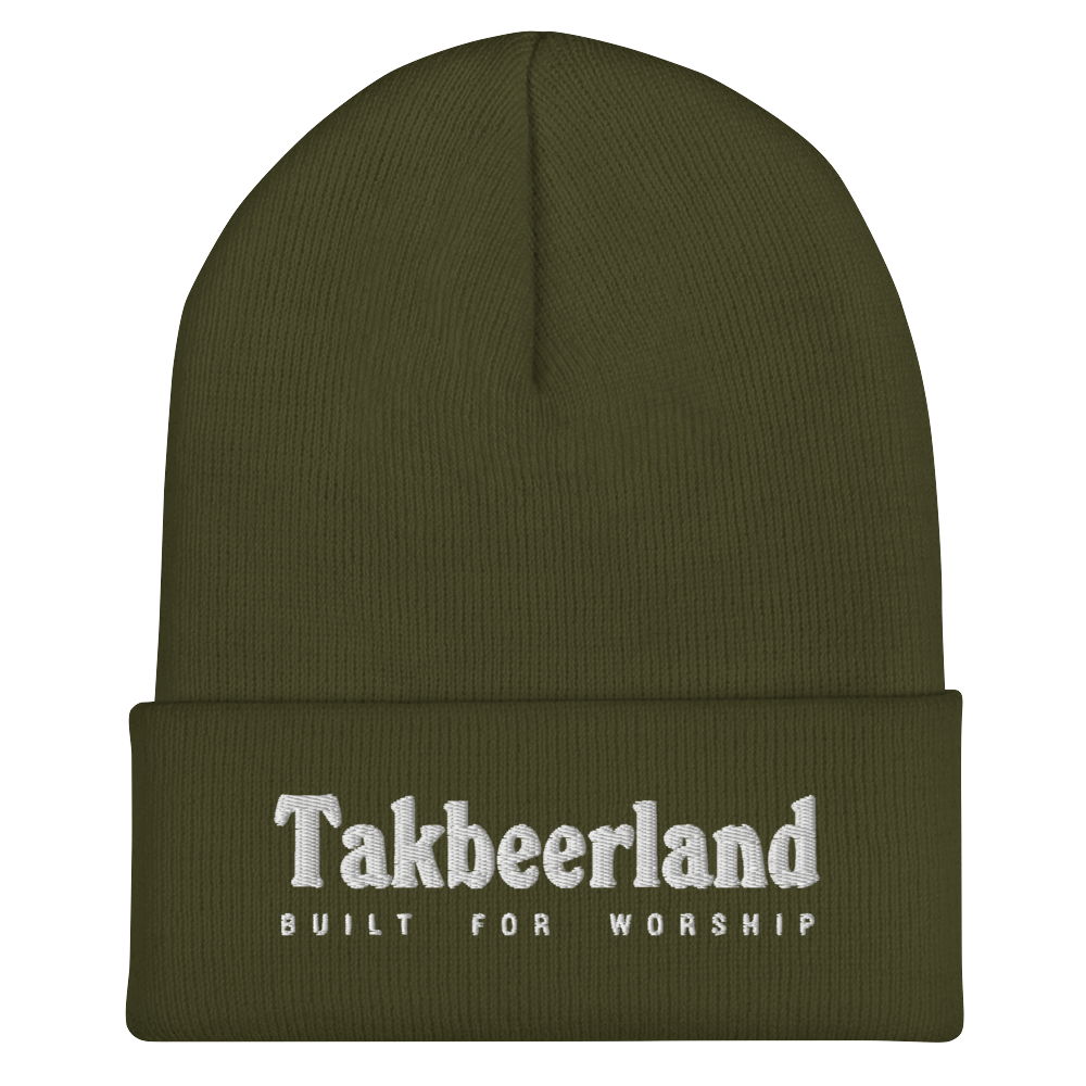 CAP Cuffed Beanie - TAKBEERLAND BUILT FOR WORSHIP - White