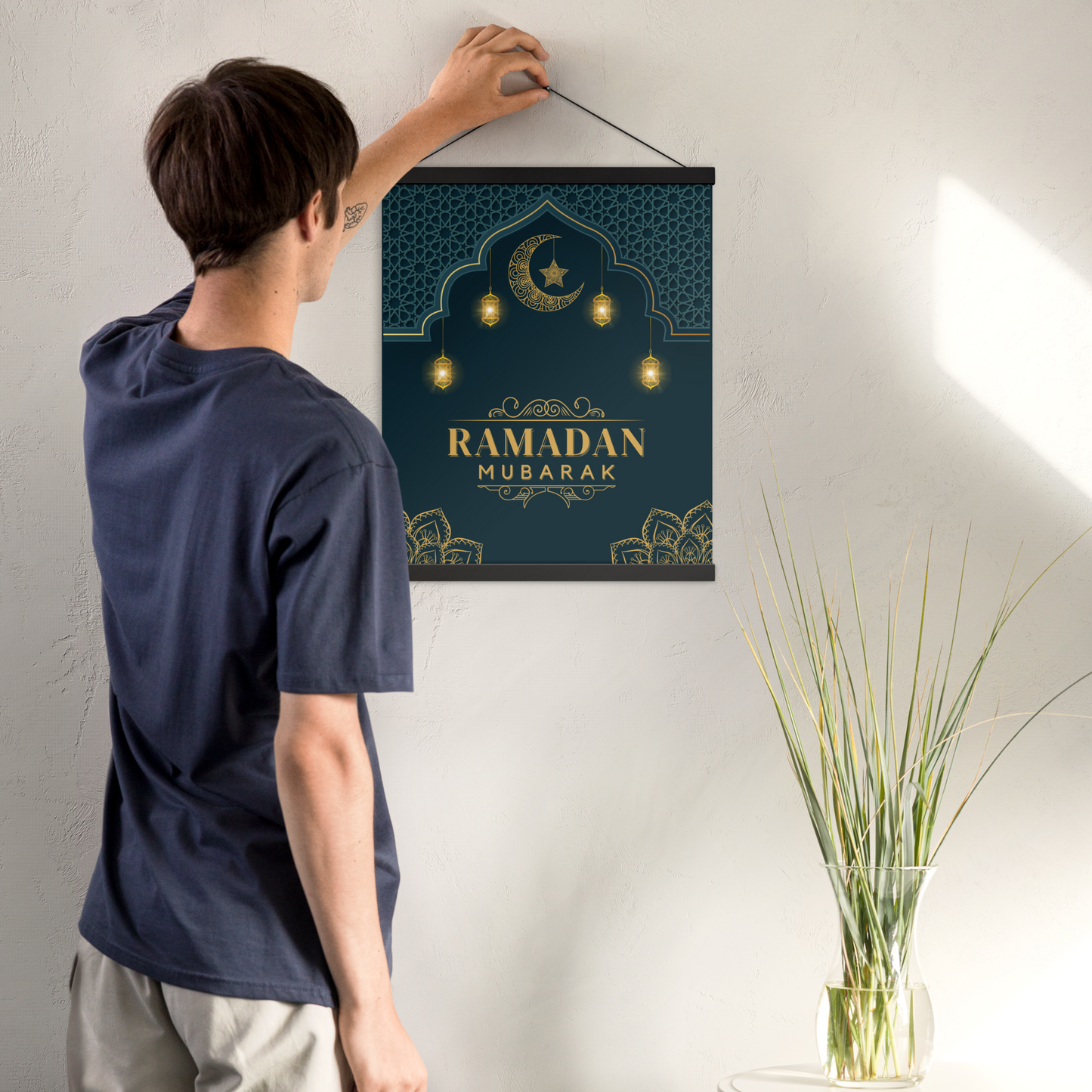 POSTER Hanger - RAMADAN MUBARAK -  Navy (16" X 20")