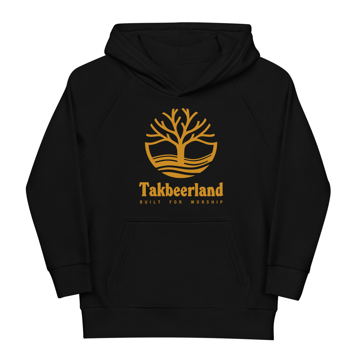 CHILDREN's Hoodie (Youth) - TAKBEERLAND FULL LOGO (Centered/Large) - Gold