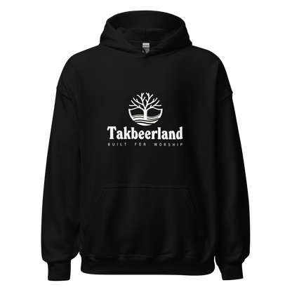 HOODIE Heavy Blend (Adult) - TAKBEERLAND FULL LOGO (Centered/Medium) - Black