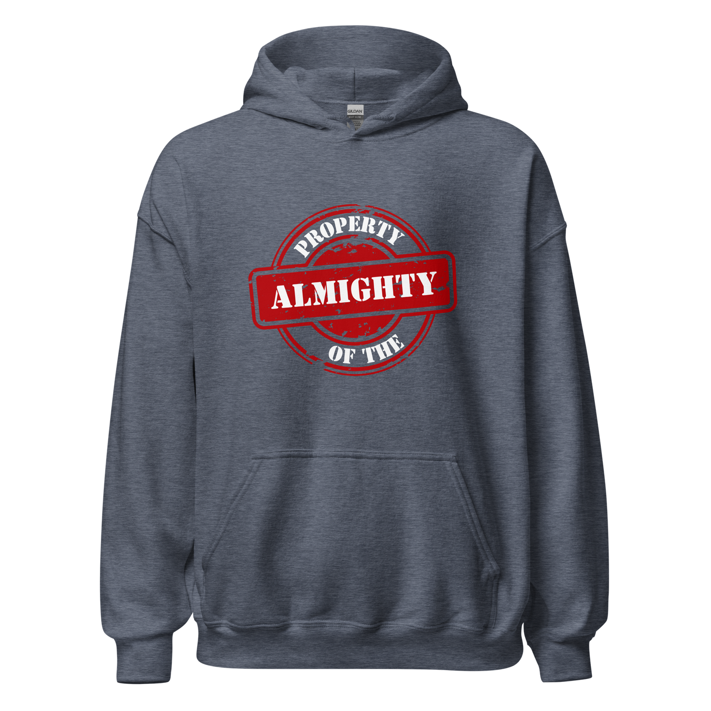 HOODIE Heavy Blend (Adult) - PROPERTY OF THE ALMIGHTY - White/White/Red