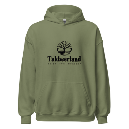 HOODIE Heavy Blend (Adult) - TAKBEERLAND FULL LOGO (Centered/Medium) - Black