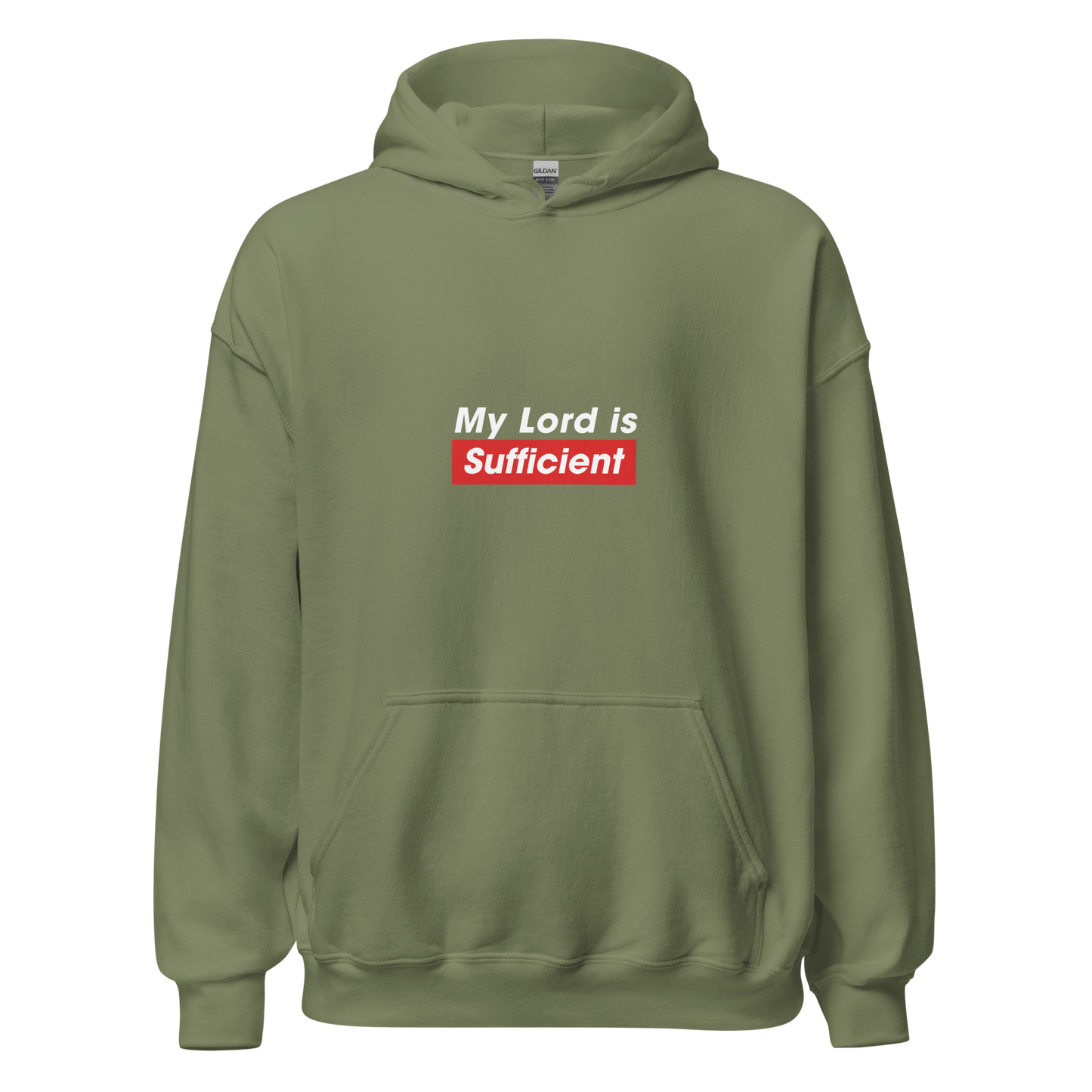 HOODIE Heavy Blend (Adult) - MY LORD IS SUFFICIENT (Centered/Medium) - White
