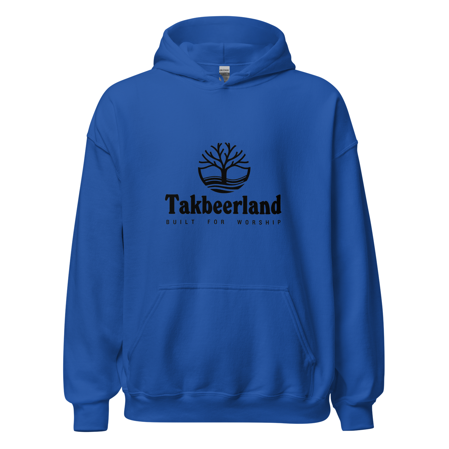 HOODIE Heavy Blend (Adult) - TAKBEERLAND FULL LOGO (Centered/Medium) - Black