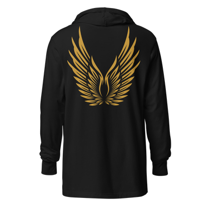 MEN's Hooded Long-Sleeve - RISE OF UMMAH (Back Wings) - Gold/White