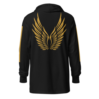 MEN's Hooded Long-Sleeve - RISE OF UMMAH (Back Wings/Arm Stripes) - Gold/White