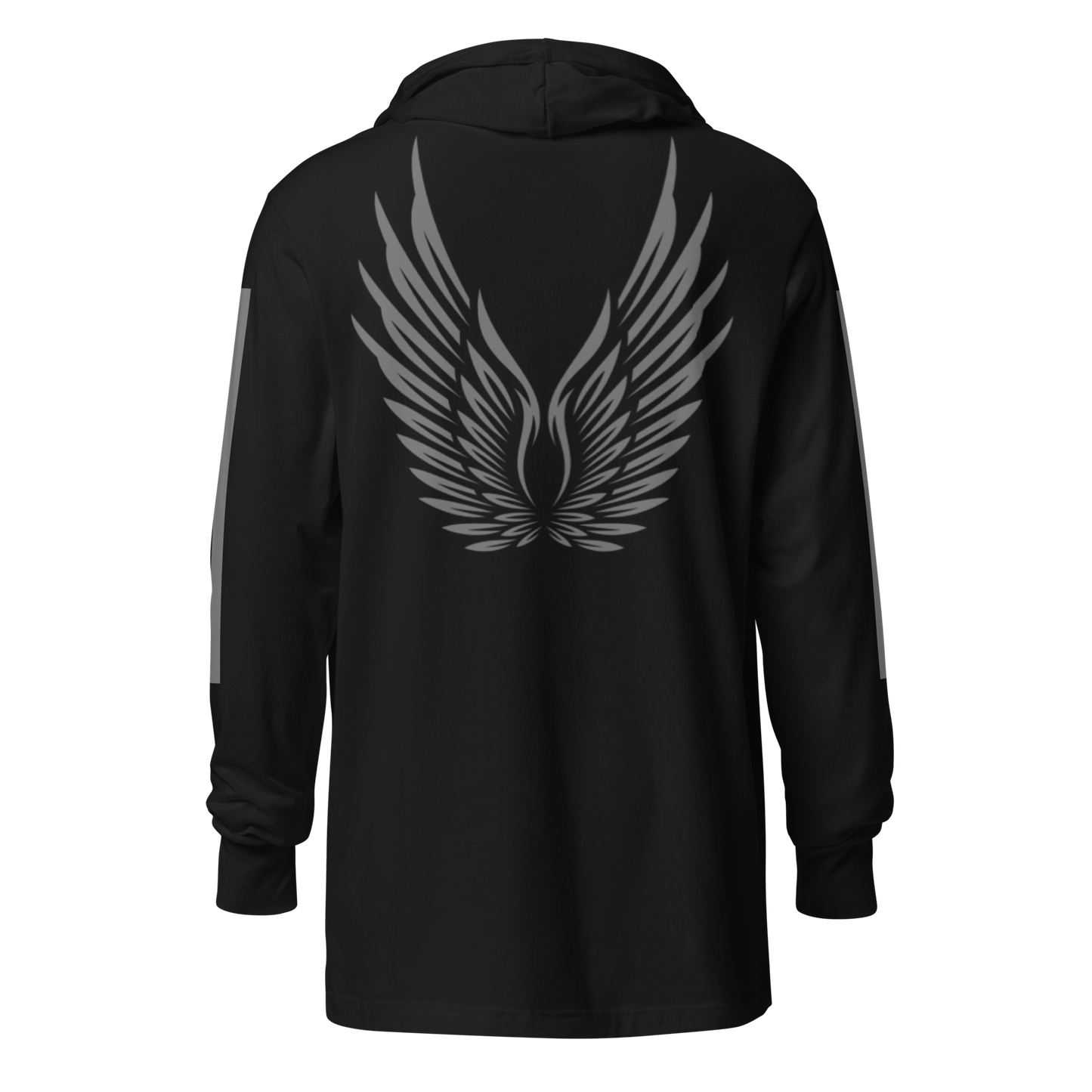 MEN's Hooded Long-Sleeve - RISE OF UMMAH (Back Wings/Arm Stripes) - Silver/White