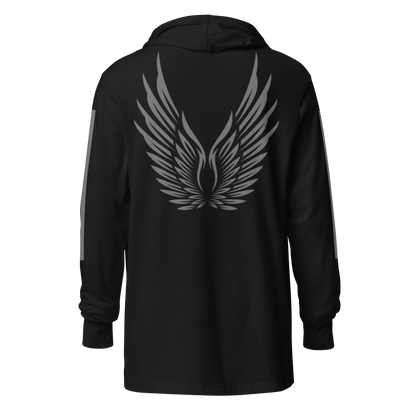 MEN's Hooded Long-Sleeve - RISE OF UMMAH (Back Wings/Arm Stripes) - Silver/White