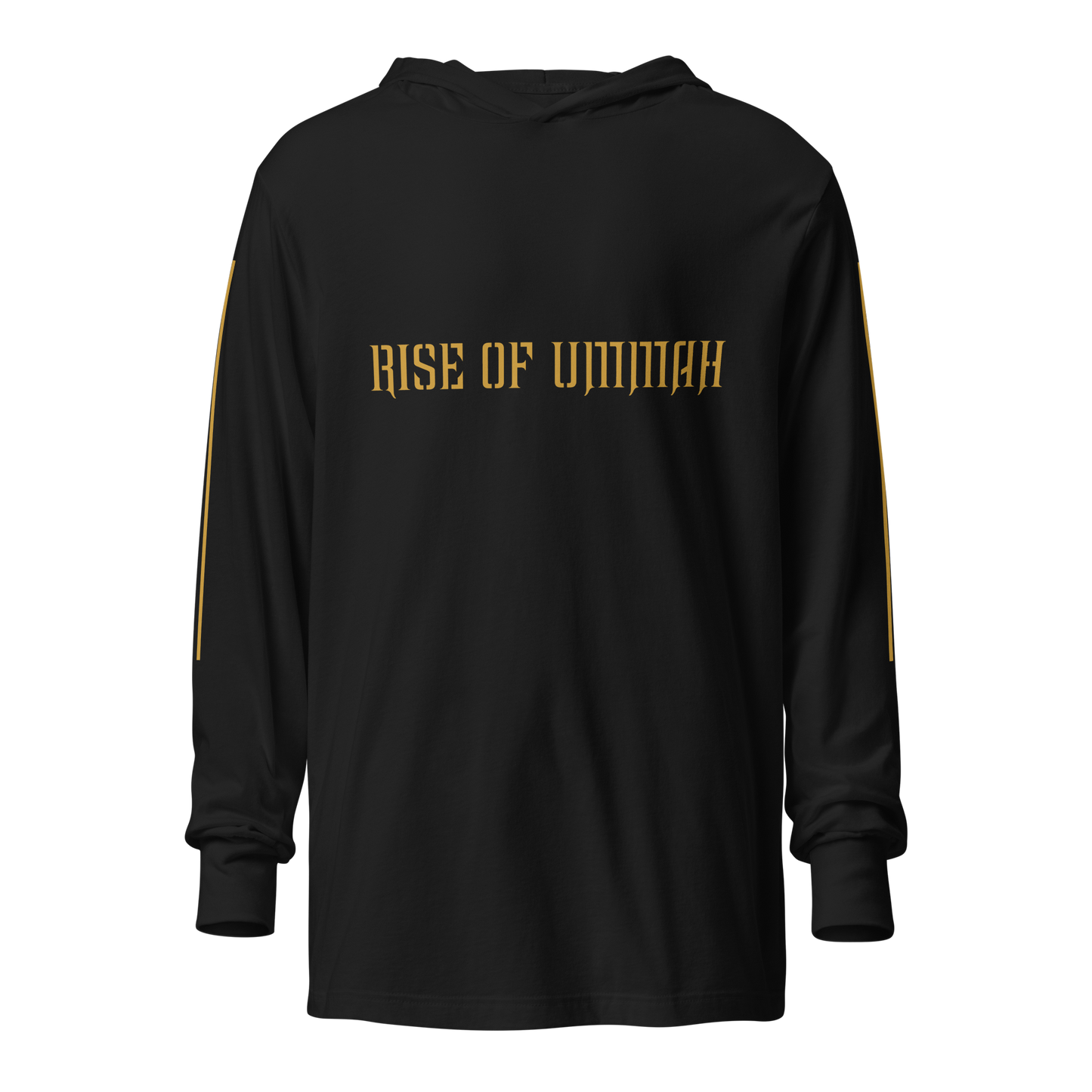 MEN's Hooded Long-Sleeve - RISE OF UMMAH (Back Wings/Arm Stripes) - Gold/White