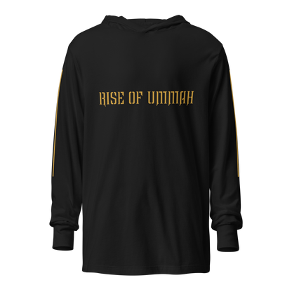 MEN's Hooded Long-Sleeve - RISE OF UMMAH (Back Wings/Arm Stripes) - Gold/White