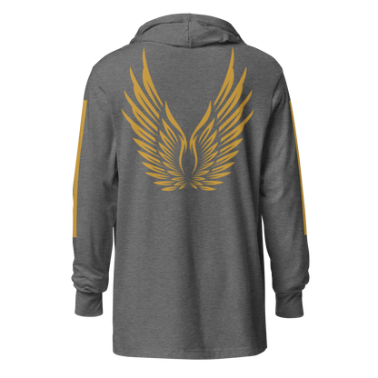 MEN's Hooded Long-Sleeve - RISE OF UMMAH (Back Wings/Arm Stripes) - Gold/White