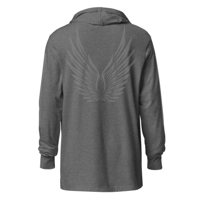 MEN's Hooded Long-Sleeve - RISE OF UMMAH (Back Wings/Arm Stripes) - Silver/White