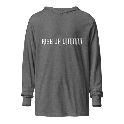 MEN's Hooded Long-Sleeve - RISE OF UMMAH (Back Wings) - Silver/White